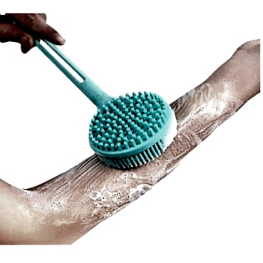 Çift Taraflı Silikon Uzun Saplı Banyo Fırçası