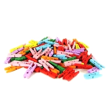 Ahşap Renkli Mini Mandal 100 Adet