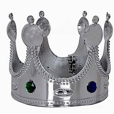 Plastik Kral Tacı Gümüş Renk Yetişkin 55 cm