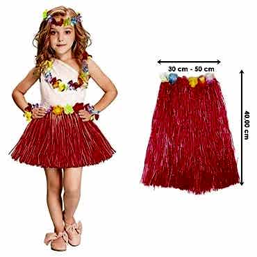 Hawaii Hula Eteği Kırmızı Renk 40 cm