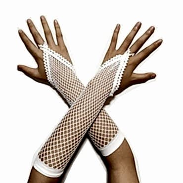 Örgü Beyaz Parmak Arası File Eldiven 26 cm