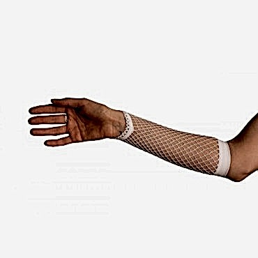 Örgü Beyaz Parmak Arası File Eldiven 26 cm