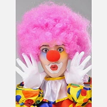 Pembe Renk Kıvırcık Bonus Peruk ve Kırmızı Burun Seti