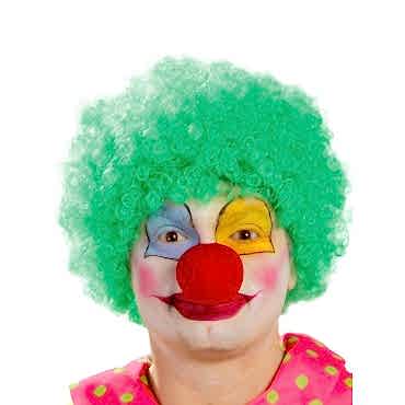 Yeşil Renk Kıvırcık Afro Palyaço Seti