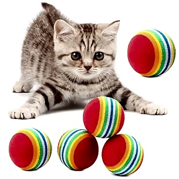 2 ADET GÖKKUŞAĞI RENKLI KEDI KÖPEK OYUN TOPU