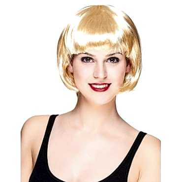 Platin Altın Dore Renk Küt Parti Peruğu Kısa Takma Peruk