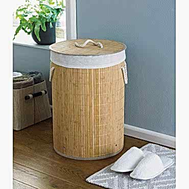 DecoHandy Yuvarlak Bambu Kirli Sepeti