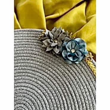 DecoHandy 39cm Çiçekli Jüt Örme Supla Amerikan Servis