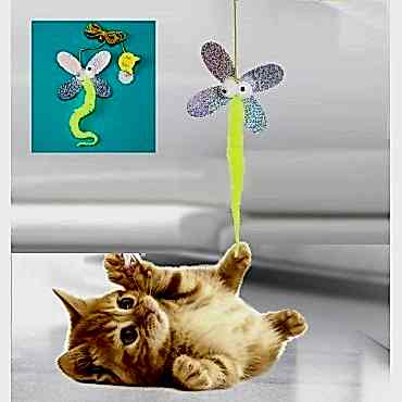 Kelebek Model Elastik Kendinden Yapışkanlı Kedi Oyun Oltası 