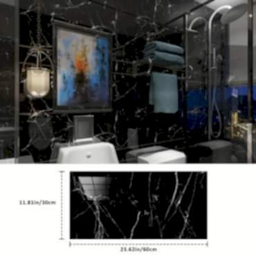 Siyah Mermer Desenli Alüminyum Plastik Duvar Sticker