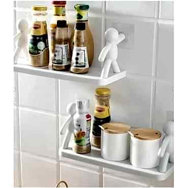 İnsan Figürlü Yapışkanlı Çok Amaçlı Duvar Rafı