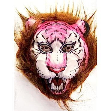 Kahverengi Saçlı Pembe Yüz Peluş Kurt Kaplan Maskesi 26 No