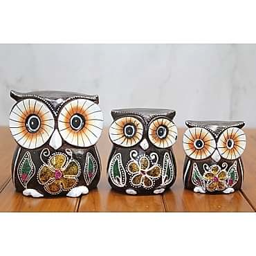 Ahşap 3'lü Baykuş Seti Model 1 