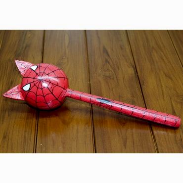 Ahşap Kedili Spiderman Marakas Tekli 