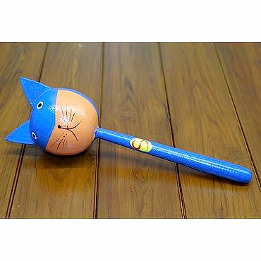 Ahşap Kedili Marakas Tekli Model 2