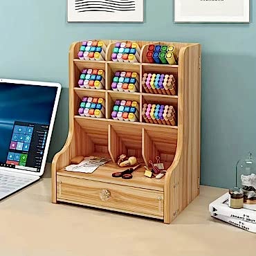 Bölmeli ve Çekmeceli Ahşap Organizer 