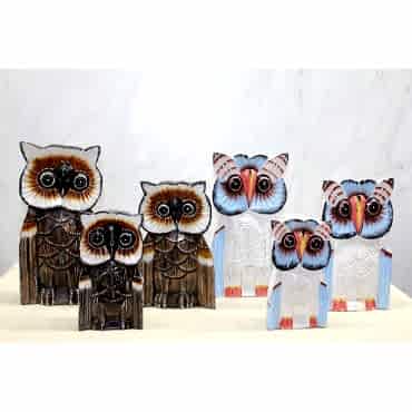 Ahşap 3'lü Baykuş Seti 30 cm