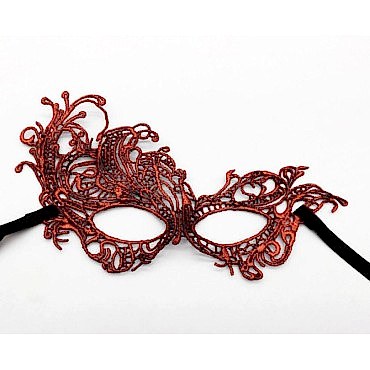 Kırmızı Renk Dantel Örgü İşlemeli Parti Maskesi Model 1