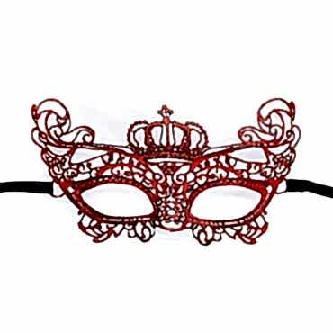 Kırmızı Renk Dantel Örgü İşlemeli Parti Maskesi Model 2