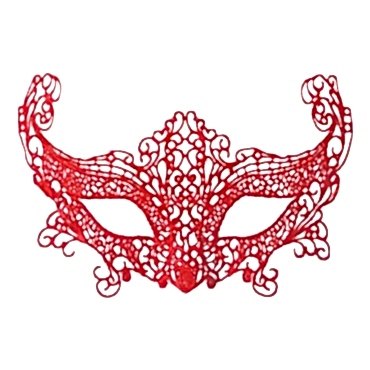 Kırmızı Renk Dantel Örgü İşlemeli Parti Maskesi Model 3