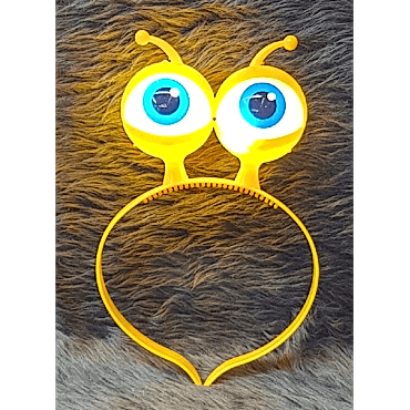 Led Işıklı & Pilli Uzaylı Göz Parti Tacı Sarı Renk 