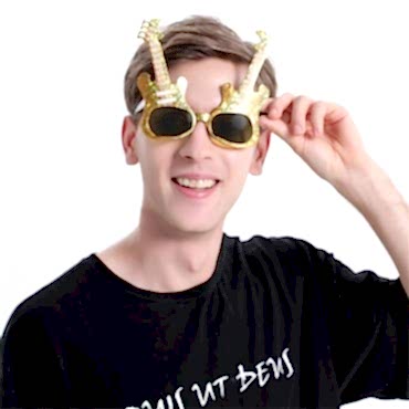 Altın Renk Gitar Şekilli Parti Gözlüğü 