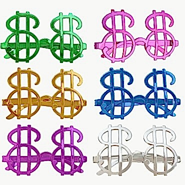 Dolar Şekilli Metalize Parti Gözlüğü 6 Adet