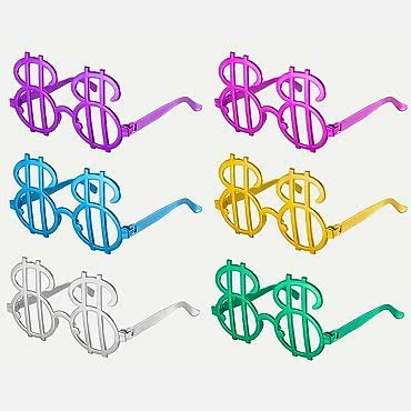 Dolar Şekilli Metalize Parti Gözlüğü 6 Adet