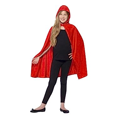 Kırmızı Renk Kapşonlu Kumaş Pelerin 90 cm