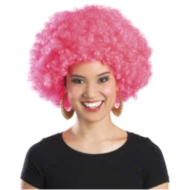 Pembe Renk Kıvırcık Afro Bonus Parti Peruğu