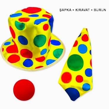 Renkli Palyaço Kostüm Seti – 3 Parça Aksesuar 