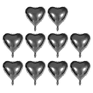 Kalp Şekilli Gümüş Renk Folyo Balon 45 cm 10 Adet