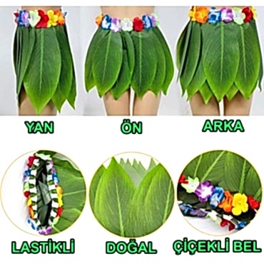 Tropikal Esintili Yapraklı Parti Eteği Çocuk Boy