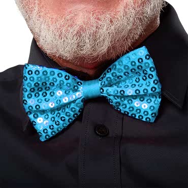 Açık Mavi Turkuaz Payetli Pullu Papyon 