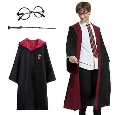 Harry Potter Gryffindor Kapşonlu Çocuk Kostüm Seti 9-10 Yaş