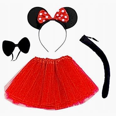 Minnie Mouse Kostüm Seti - Etek, Taç, Kuyruk, Papyon 