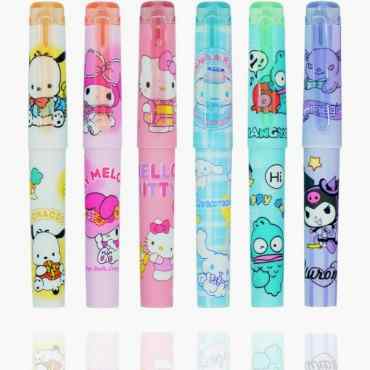 6'lı Fosforlu Kalem Seti - Hello Kitty Kuromi ve Arkadaşları