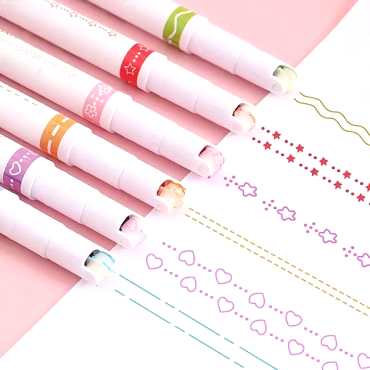 Şekilli Desen Baskılı 6'lı Kalem Seti