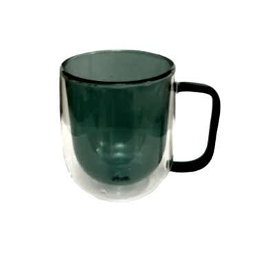 Çift Cidarlı Cam Kupa Yeşil Renk