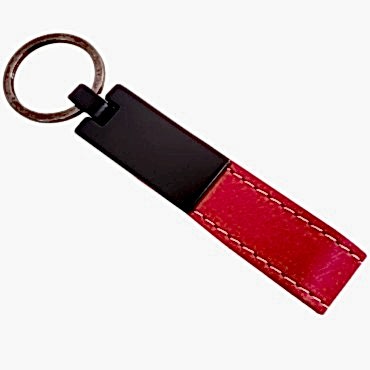 Kırmızı Deri Metal Anahtarlık