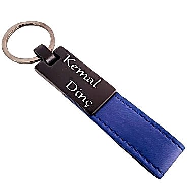 Lacivert Deri Metal Anahtarlık