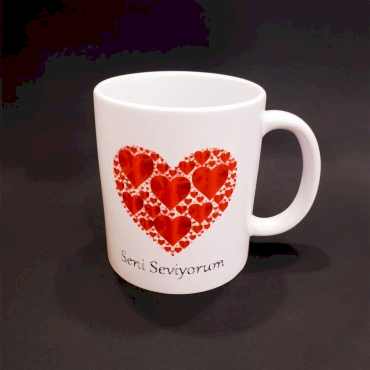  Kalpli Seni Seviyorum Baskılı Kupa Bardak