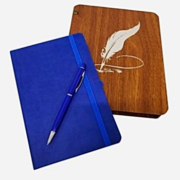 Ahşap Kutulu Defter ve Kalem Seti 