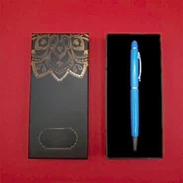 Mandala Desenli Kutulu Turkuaz Tükenmez Kalem 