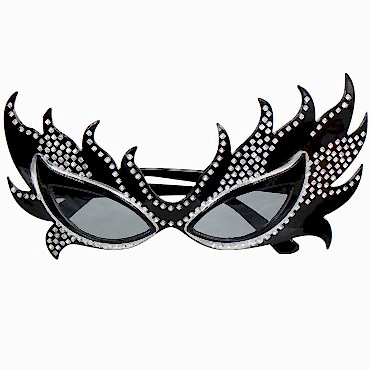 Taşlı Siyah Alev Parti Gözlüğü 