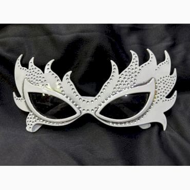 Taşlı Beyaz Alev Parti Gözlüğü 