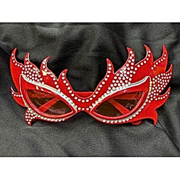 Taşlı Kırmızı Alev Parti Gözlüğü 