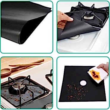  Siyah Renk Ocak Koruyucu Folyo Yanmaz Yapışmaz 4'lü Set