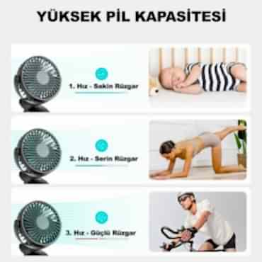 Masaüstü Şarjlı Klipsli Portatif Fan 