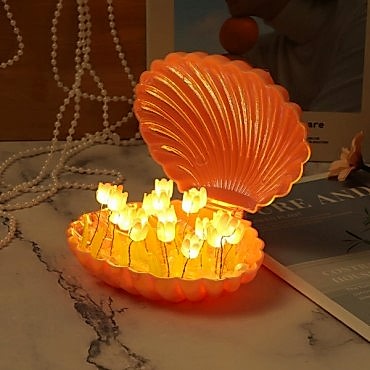 LED Işıklı Kendin Yap Deniz Kabuğu Tasarımlı Lale Lamba 